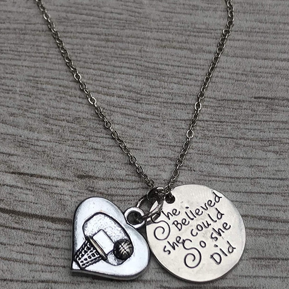 Basketball Necklace, Basketball She Believed She